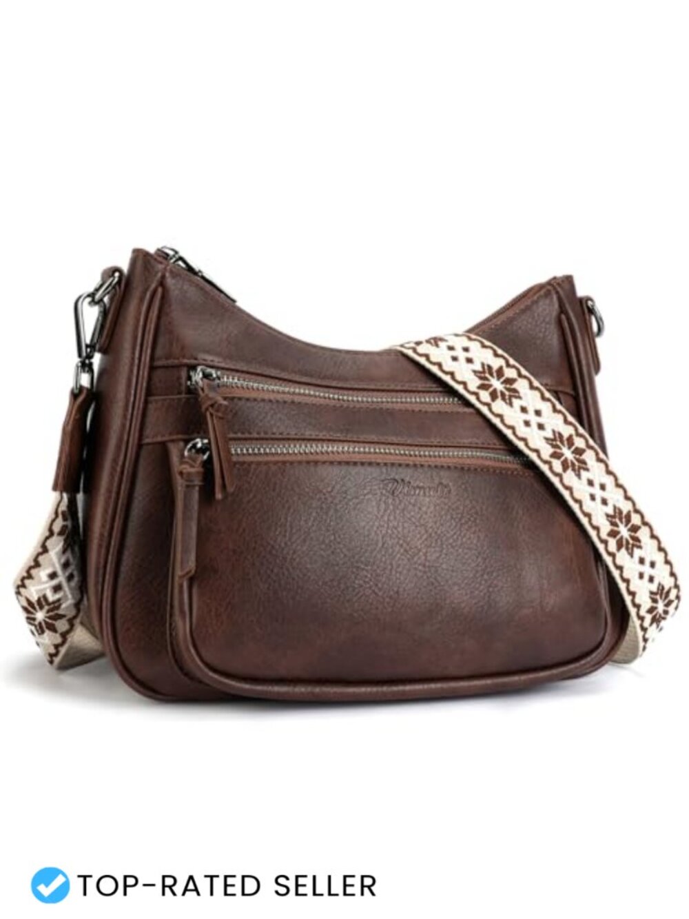 Vegan Leather Crossbody Bag Multi Pocket Adjustable Strap Shoulder Handbag